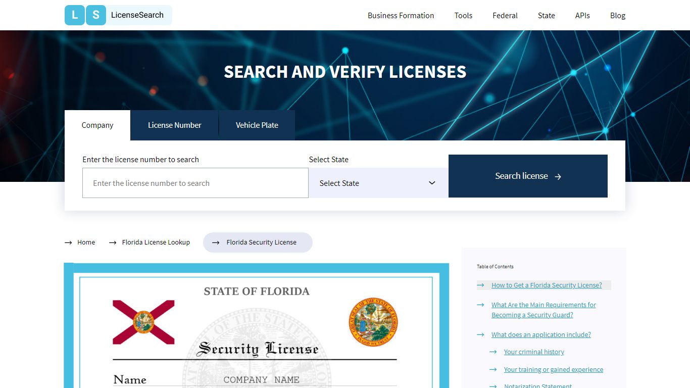 Florida Security License | License Search