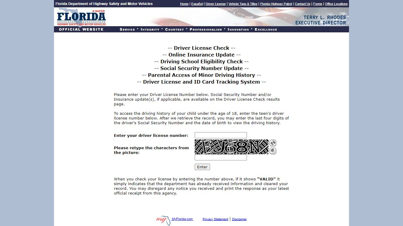 Driver License Check - Florida Department of Highway Safety and Motor ...